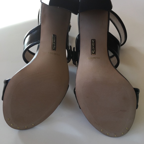 NEW black leather sandal Louise Camuto ankle strap - Picture 6 of 8